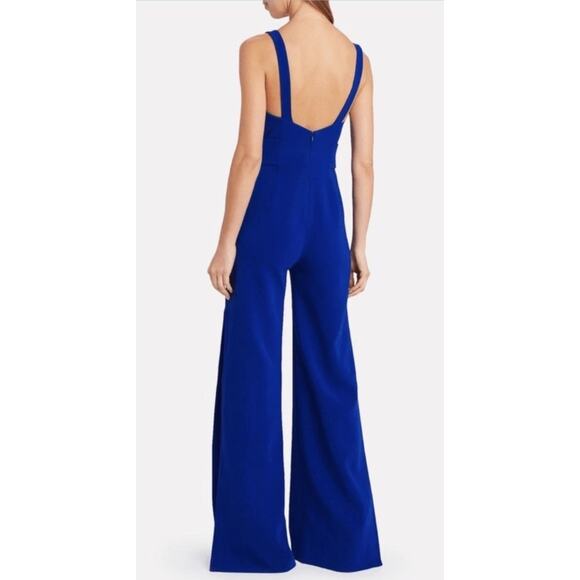 Jonathan Simkhai Belted Crepe Wide Leg Jumpsuit in Royal Blue Size 8 - Picture 2 of 5